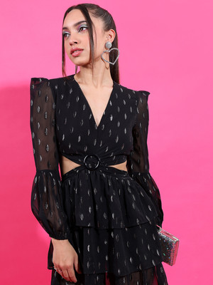 Tokyo Talkies Women Fit and Flare Black Mini/Short Dress