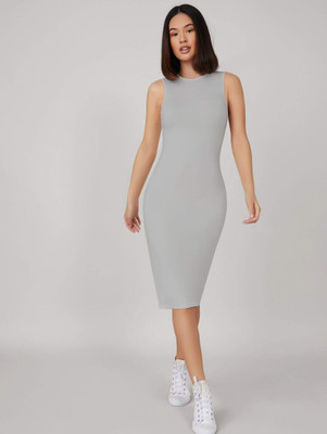 Toochki Women Bodycon Grey Midi/Calf Length Dress