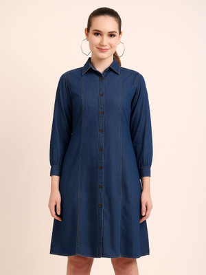 ADDYVERO Women A-line Blue Above Knee/Mid Thigh Length Dress
