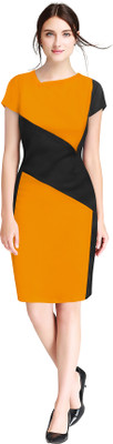 HEER FASHION Women Bodycon Yellow Knee Length Dress