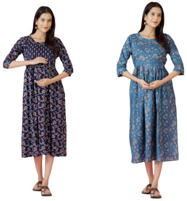 Moda Rapido Women Fit and Flare Multicolor Midi/Calf Length Dress