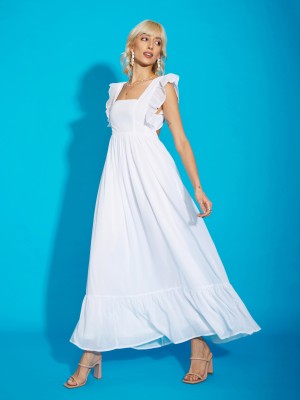 SASSAFRAS Women Maxi White Dress