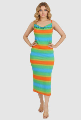 Veins Fashion Women Bodycon Green Knee Length Dress