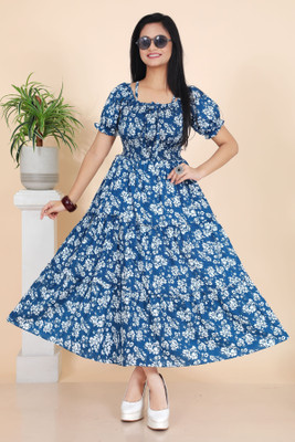 DSGARMENT Women Gown Light Blue Maxi/Full Length Dress