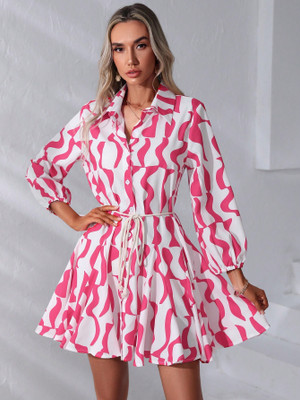 KOTTY Women Fit and Flare Multicolor Midi/Calf Length Dress