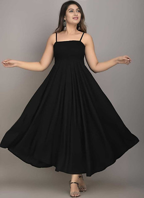 Kaircollection Women Fit and Flare Black Maxi/Full Length Dress