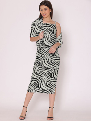 Dressberry Women A-line Black Midi/Calf Length Dress