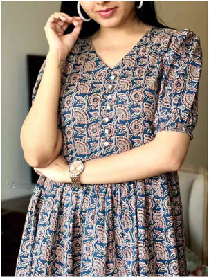 MOOLCHO Women Gown Blue Midi/Calf Length Dress