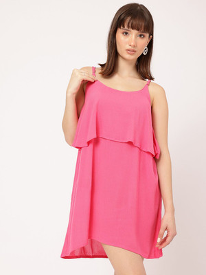 Dressberry Women A-line Pink Above Knee/Mid Thigh Length Dress