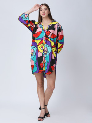 FEYRE Women Shirt Multicolor Above Knee/Mid Thigh Length Dress