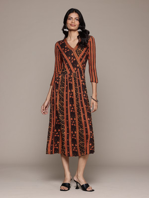 aarke Ritu Kumar Women A-line Black Midi/Calf Length Dress