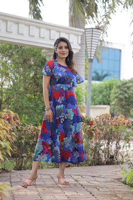 SILAAY Flared/A-line Gown(Blue)