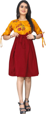 HouseOfCommon Women A-line Dark Green Knee Length Dress