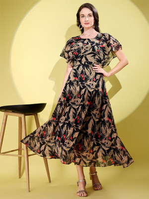 Herway Women Maxi Black Full Length Dress