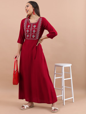 Vishudh Women Maxi Red Full Length Dress