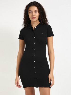 TOMMY HILFIGER Women Bodycon Black Above Knee/Mid Thigh Length Dress