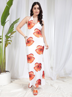 TANDUL Women Bodycon White Maxi/Full Length Dress