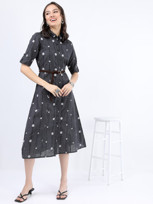 Vishudh Women Fit and Flare Multicolor Knee Length Dress