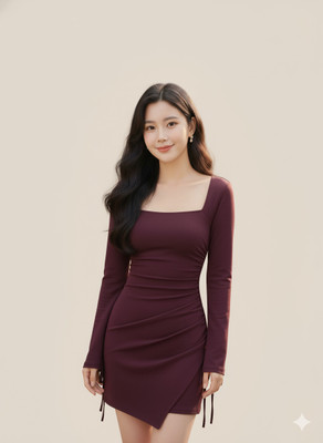 QUINTESSENTIALS Women Bodycon Purple Mini/Short Dress