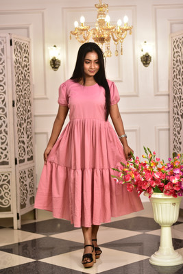 AANAYA S FASHION Women Tiered Purple Maxi/Full Length Dress