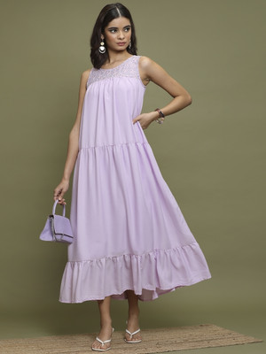 Vishudh Women Maxi Purple Ankle Length Dress