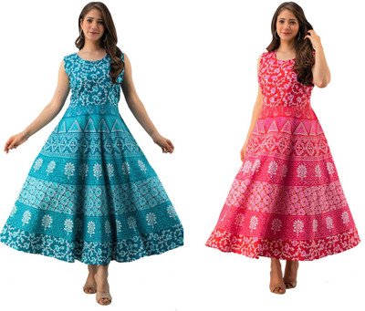 TONGARIYA Women Gown Multicolor Maxi/Full Length Dress