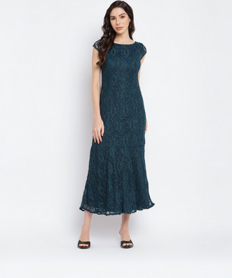 Enterprises Himani Women Layered Dark Green Maxi/Full Length Dress