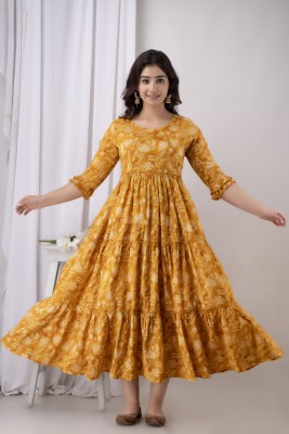 SupBir Women Gown Yellow Dress