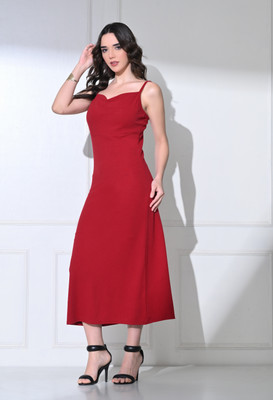 METRONAUT Women Bodycon Maroon Maxi/Full Length Dress