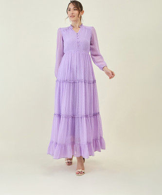 AAYU Women Layered Multicolor Maxi/Full Length Dress
