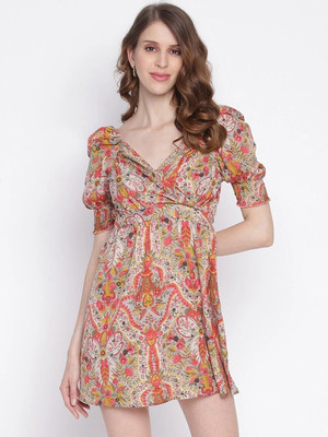 IQRAAR Women Empire Waist Multicolor Mini/Short Dress