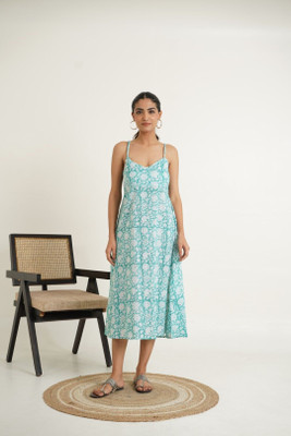 Goodhand Women A-line Light Green Knee Length Dress