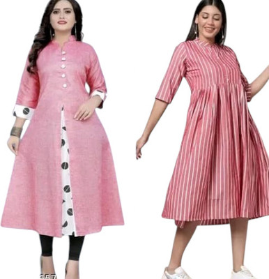 Suhani Creationnm Women Embroidered A-line Kurta(Pink)