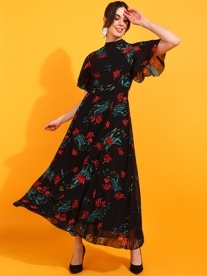 METRONAUT Women Maxi Multicolor Full Length Dress