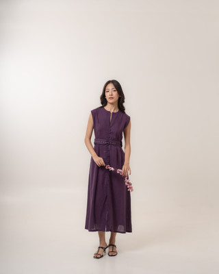 MALVERRA BY HOUSE OF MALKAA Women Fit and Flare Purple Midi/Calf Length Dress