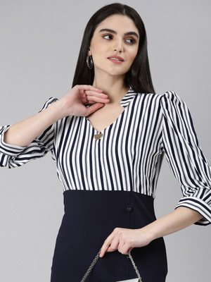 SHOWOFFFF Women Bodycon Dark Blue, Black, White Mini/Short Dress