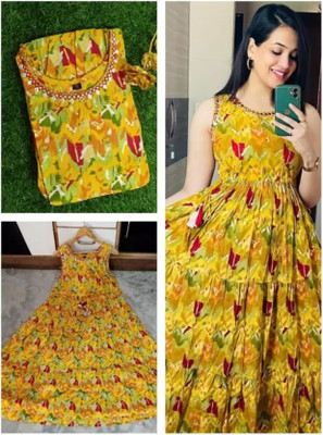 YOGUN Women Gown Multicolor Ankle Length Dress