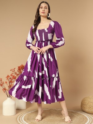 ZWERLON Women A-line Purple Dress