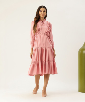 Rue Collection Women A-line Multicolor Midi/Calf Length Dress