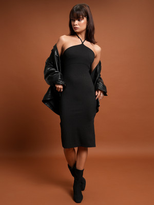 Tokyo Talkies Women Bodycon Black Knee Length Dress