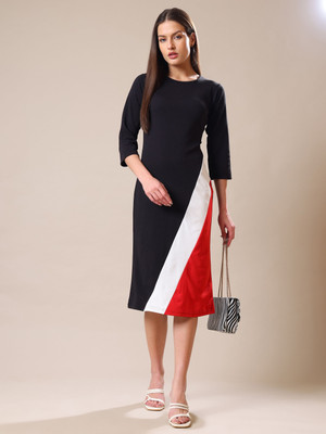 PURVAJA Women Bodycon Red Knee Length Dress