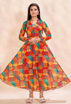 F Plus fashion Women Gown Multicolor Maxi/Full Length Dress