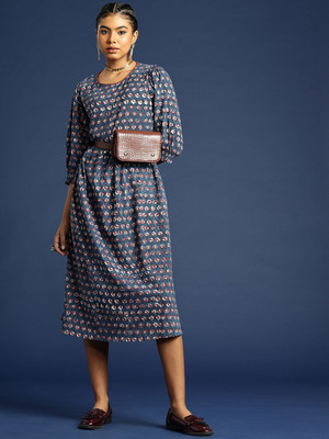 Taavi Women A-line Blue Midi/Calf Length Dress