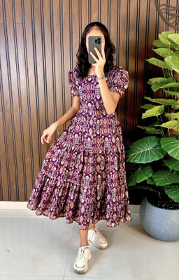 BHATT LIFESTYLE PVT LTD Women Maxi Multicolor Midi/Calf Length Dress