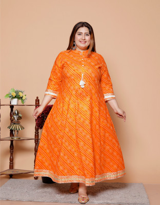 GYAPTI Women Gown Orange Maxi/Full Length Dress
