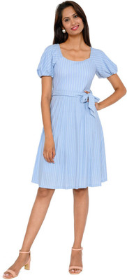 Amadore Women A-line Blue Above Knee/Mid Thigh Length Dress