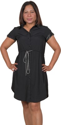 Turtlebay Clothing Women Fit and Flare Black Dress