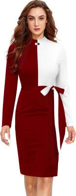 Fedilla Women Sheath Maroon Dress