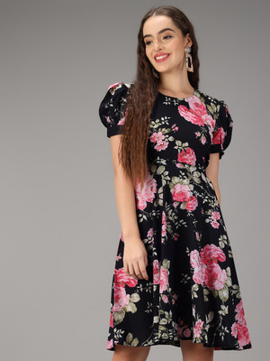 Rudraaksha Women A-line Multicolor Knee Length Dress