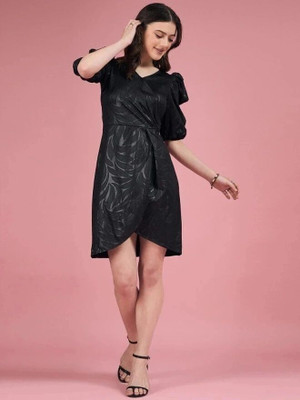 Dwarros Women Bodycon Black Above Knee/Mid Thigh Length Dress